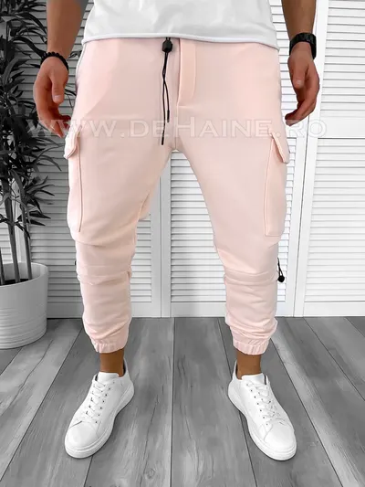 Pantaloni de trening roz pudra conici K020 D6-5.2