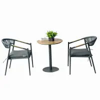 Set mobilier tarasa/gradina KLUGMEISTER KJF11196, doua scaune + masa, cu perne incluse, culoare gri