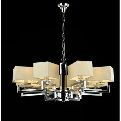 Candelabru Modern Meggapolis,8 becuri dulie E14, 230V,D.84cm, H.38 cm,Nichel