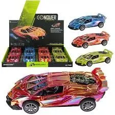 Set 8 Mașinuțe Metalice "Conquer Drift Racing" (Die-Cast), Design Sport, Culori Metalizate, Engros
