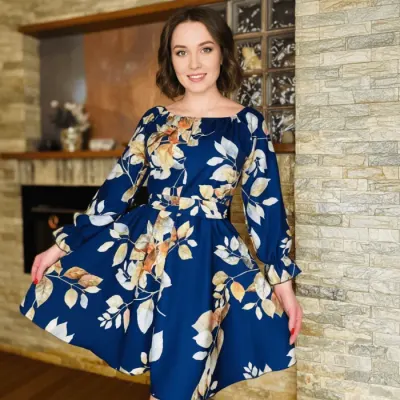 Rochie stilizata cu motive florale Florinela 18