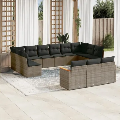 Gossi set mobilier de gradina cu perne, 13 piese, gri, poliratan