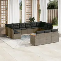Gossi set mobilier de gradina cu perne, 13 piese, gri, poliratan