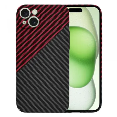 Husa pentru Apple iPhone 15 Plus, Techsuit, Carbonite FiberShell, Neagra Rosie