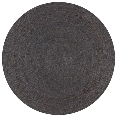 vidaXL Covor manual, gri închis, 150 cm, iută, rotund