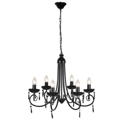 Lampa de tavan candelabru elegant negru 6 fasunguri pentru becuri