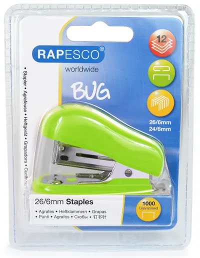 Capsator Rapesco - Bug, cu capse 26/6 mm, verde