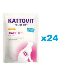 KATTOVIT Feline Diet Diabetes hrana umeda dietetica pentru pisici cu diabet, pui 24 x 85 g
