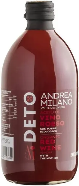 Oțet de vin roșu organic, nefiltrat, 500 ml, Andrea Milano
