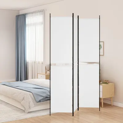 vidaXL Paravan de cameră cu 3 panouri, alb, 150x220 cm, textil