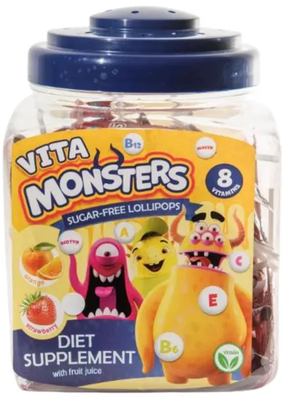 Acadele cu vitamine fără zahăr Monsters, 100 buc., Vita