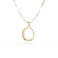 Lant cu pandantiv initiala O din aur galben cu diamant de 0.005ct
