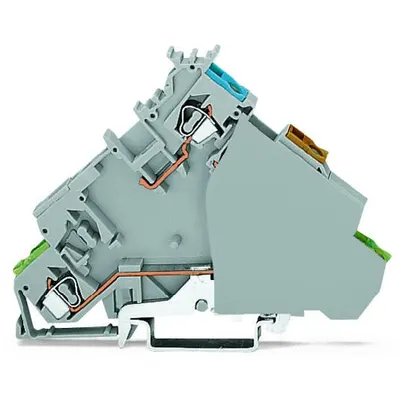 4-conductor sensor supply terminal block; with ground contact; with end plate; with colored conductor entries; 2.5 mm²; CAGE CLAMP®; 2,50 mm²; gray