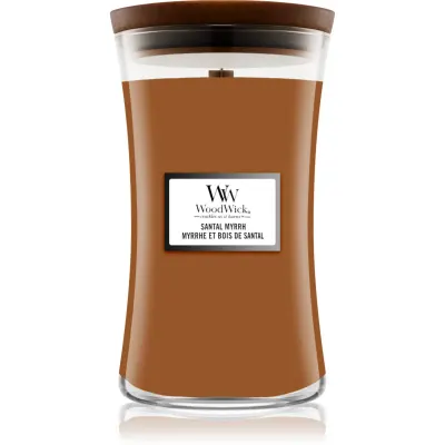 Woodwick Santal Myrrh lumânare parfumată cu fitil din lemn 610 g