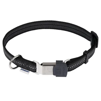Zgarda nailon Sprenger neon reflectorizanta - 40 - 55 cm - Negru
