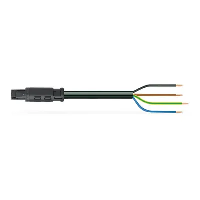 pre-assembled connecting cable; Eca; Socket/open-ended; 4-pole; Cod. A; H05Z1Z1-F 4G 1.5 mm²; 2 m; 1,50 mm²; black