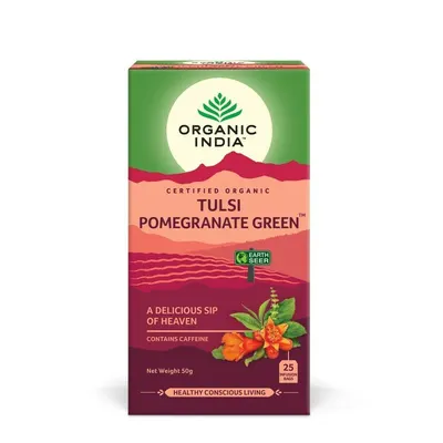 Ceai Tulsi Rodie Ceai Verde, O Gura Divina de Savoare, eco, 25 plicuri, Organic India