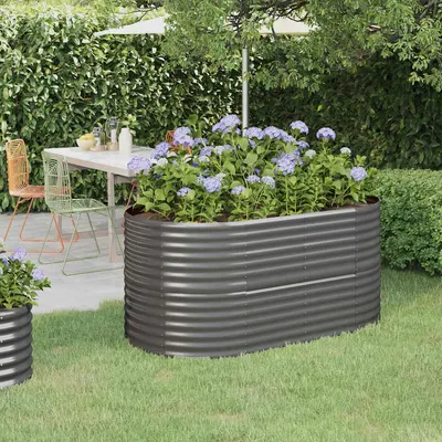 vidaXL Strat înălțat grădină gri 152x80x68cm oțel galvanizat