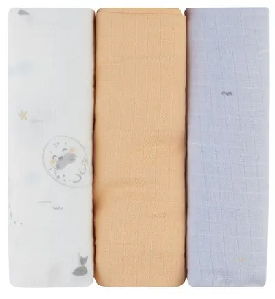 Prosoape de muselină KikkaBoo - Seally Me, 75 х 75 cm, 3 buc