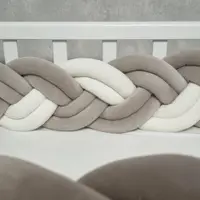 Protectie laterala impletita din catifea pentru patut Twins 240 cm Gri