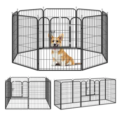 PawHut Tarc Modular Metalic pentru Animale, Flexibil și Ușor de Configurat, Dimensiuni 79x100 cm, Negru | Aosom România