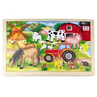 Puzzle din lemn, Animale domestice in ferma, 48 piese