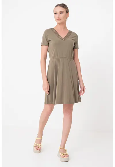 Rochie cu insertie crosetata Savannah - Verde masliniu