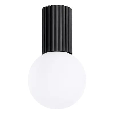 Plafonieră neagră cu abajur din sticlă ø 12 cm Orbital – Sollux