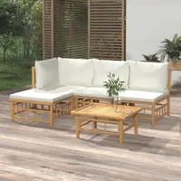 Gossi set mobilier de gradina cu perne alb crem, 2 piese, bambus