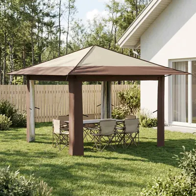 vidaXL Gazebo fără Pereți Laterali Crem și Marron