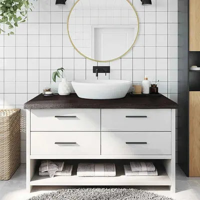 vidaXL Blat de baie, maro închis, 100x60x(2-6) cm, lemn masiv tratat