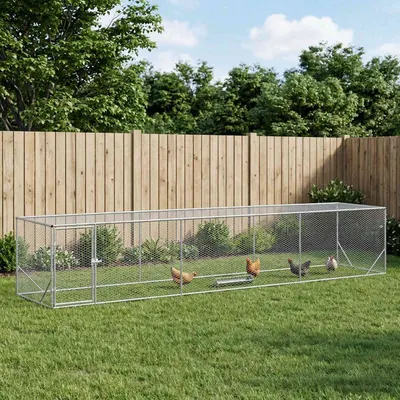 vidaXL Cort pentru Găini Argintiu 500 x 100 x 100 cm Oțel Galvanizat