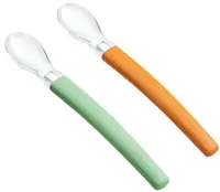 Set de lingurițe pentru hrănire Wee Baby - Portocaliu și verde, 2 buc