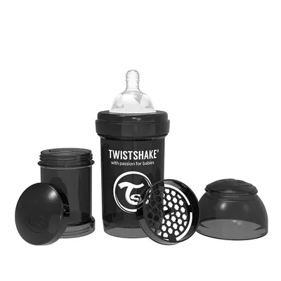 Biberon anti-colici Twistshake Anti-Colic Pastel - Negru, 180 ml
