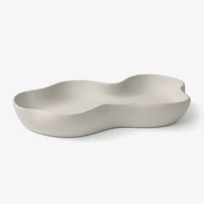 Tavă decorativă ondulată tip wavy din ceramică jesmonite – 29×13×4,5 cm - Marmorată verde