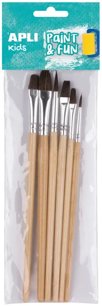 Set pensule pentru pictură APLI - 6 bucăți, păr natural