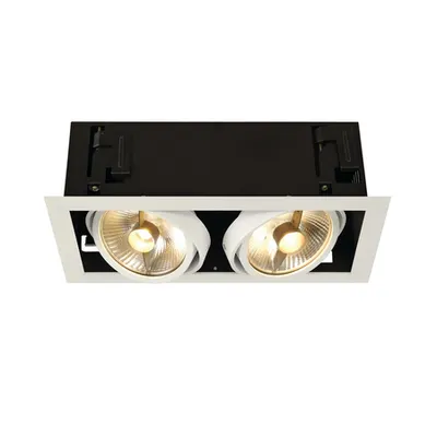 Spot incastrat, KADUX Ceiling lights GU10, white double-headed, QPAR111, rectangular, matt white, max. 150W