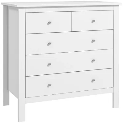 HOMCOM Comodă cu 2 Sertare Mici și 3 Sertare Mari, Comodă de Dormitor din Lemn, 79x39,5x80,5 cm, Alb | Aosom Romania