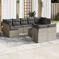Gossi set mobilier de gradina cu perne, 10 piese, gri, poliratan