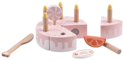 Set din lemn Classic World - Tort de aniversare, cu accesorii