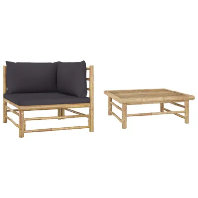 Gossi set mobilier de gradina, 2 piese, perne gri inchis, bambus