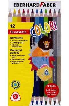 Set 12 creioane colorate bicolore