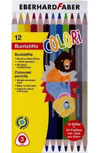 Set 12 creioane colorate bicolore