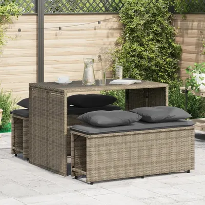 Gossi set mobilier de gradina cu perne, 3 piese, gri, poliratan