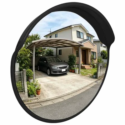 vidaXL Oglindă convexă de exterior, neagră, Ø45 cm, policarbonat