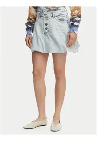 Fusta casual - denim - albastru - bumbac