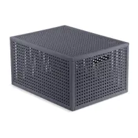 Cutie de depozitare gri închis din plastic reciclat cu capac 30x38x21 cm Kaya – Curver