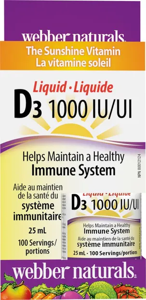 Vitamin D3, 1000 IU, 25 ml, Webber Naturals