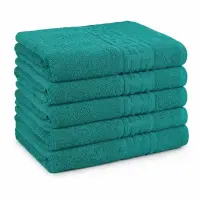 Set 5 prosoape medii 50x90cm, din 100% bumbac pakistanez, 400g, Turquoise