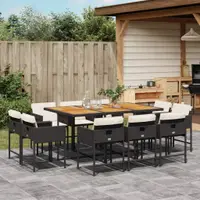 Gossi set mobilier de exterior cu perne, 11 piese, negru, poliratan